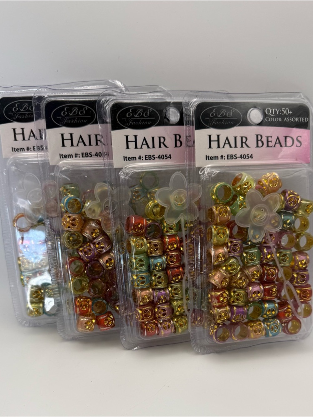 Multicolor Metallic Hair Beads - Assorted Pastel & Gold Accents